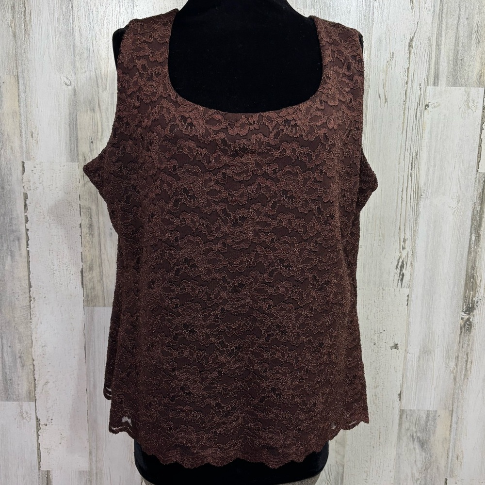 Coldwater Creek Brown Lace Tank Top‎